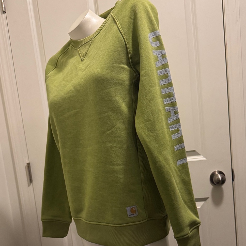 Carhartt Women's Lime Green Crew Neck Sweater - Picture 5 of 7